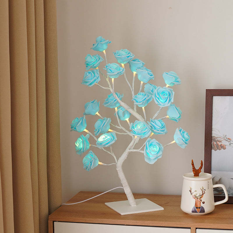 LED Simulation Flower Rose Tree Light Decorative Night Light Anniversary Gift for Lover - Green - soufeelmy
