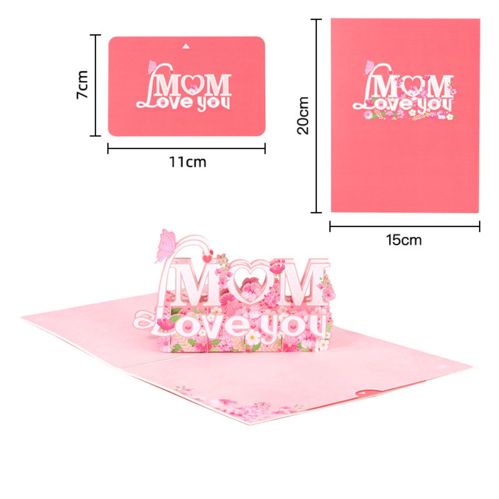 Love You Mom 3D Pop Up Greeting Card for Mother's Day