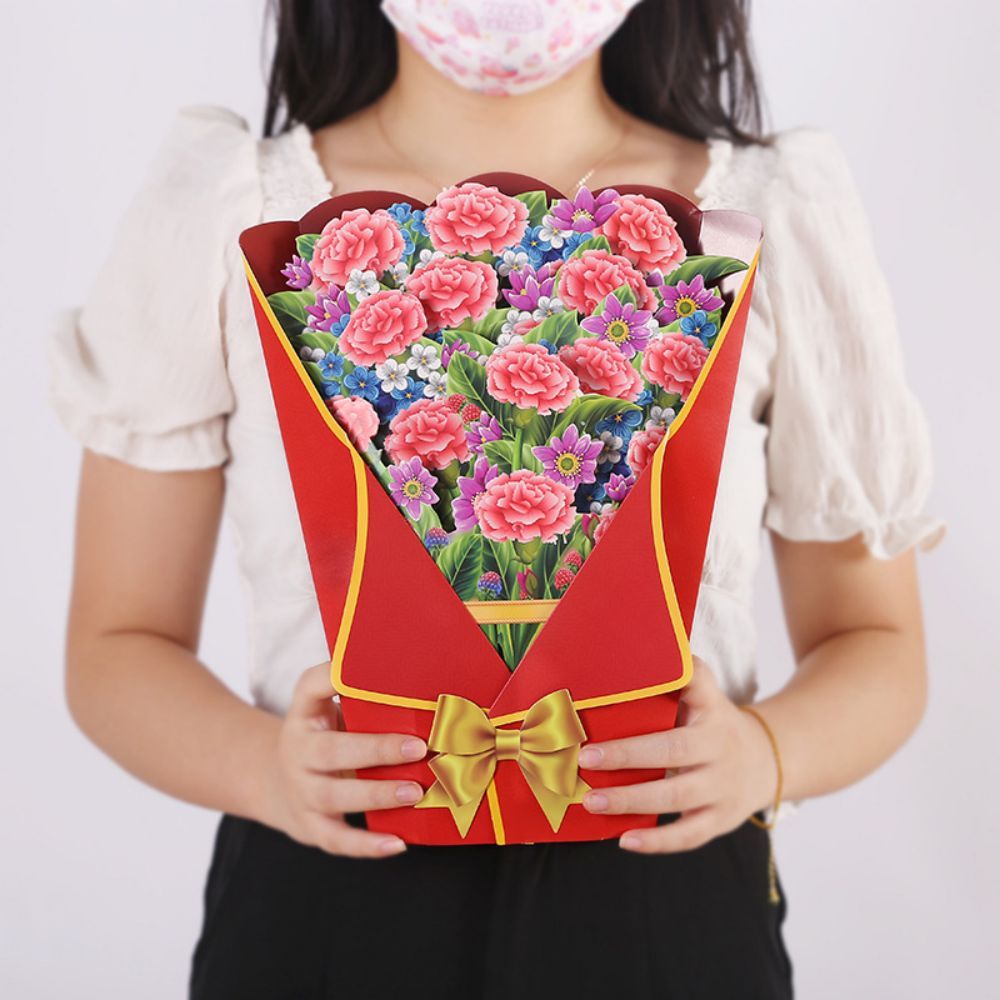 Carnation 3D Pop Up Greeting Card Flower Bouquet Pop Up Card - soufeelmy