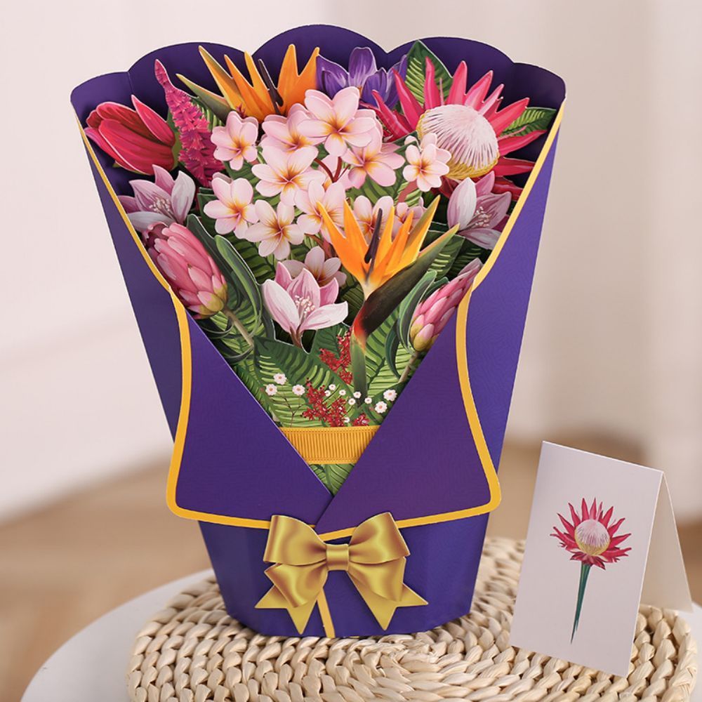 Heaven Bird 3D Pop Up Greeting Card Flower Bouquet Pop Up Card - soufeelmy