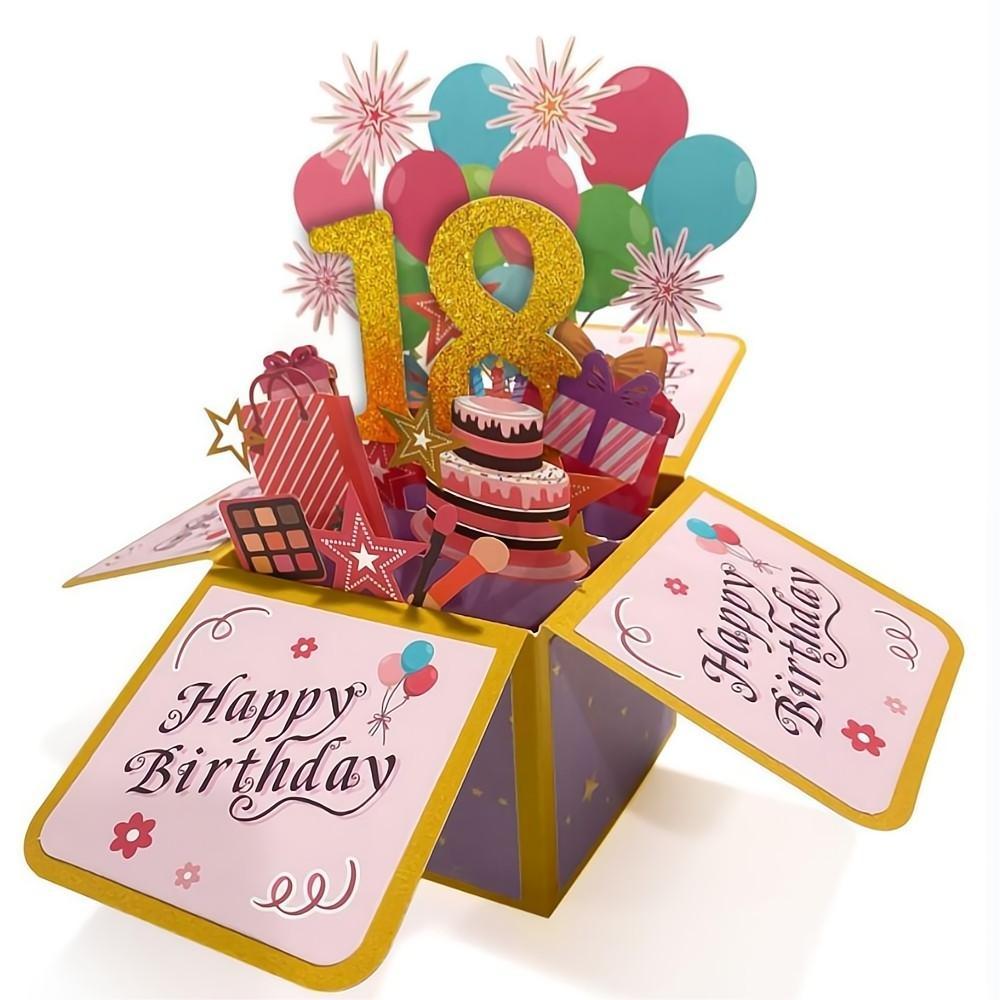 Birthday Pop Up Box Card 18th Birthday 3D Pop Up Greeting Card - soufeelmy