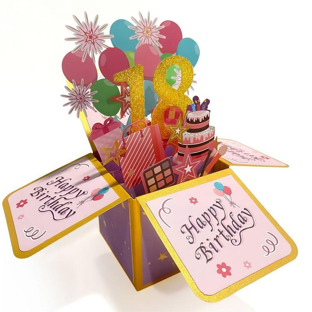 Birthday Pop Up Box Card 18th Birthday 3D Pop Up Greeting Card - soufeelmy