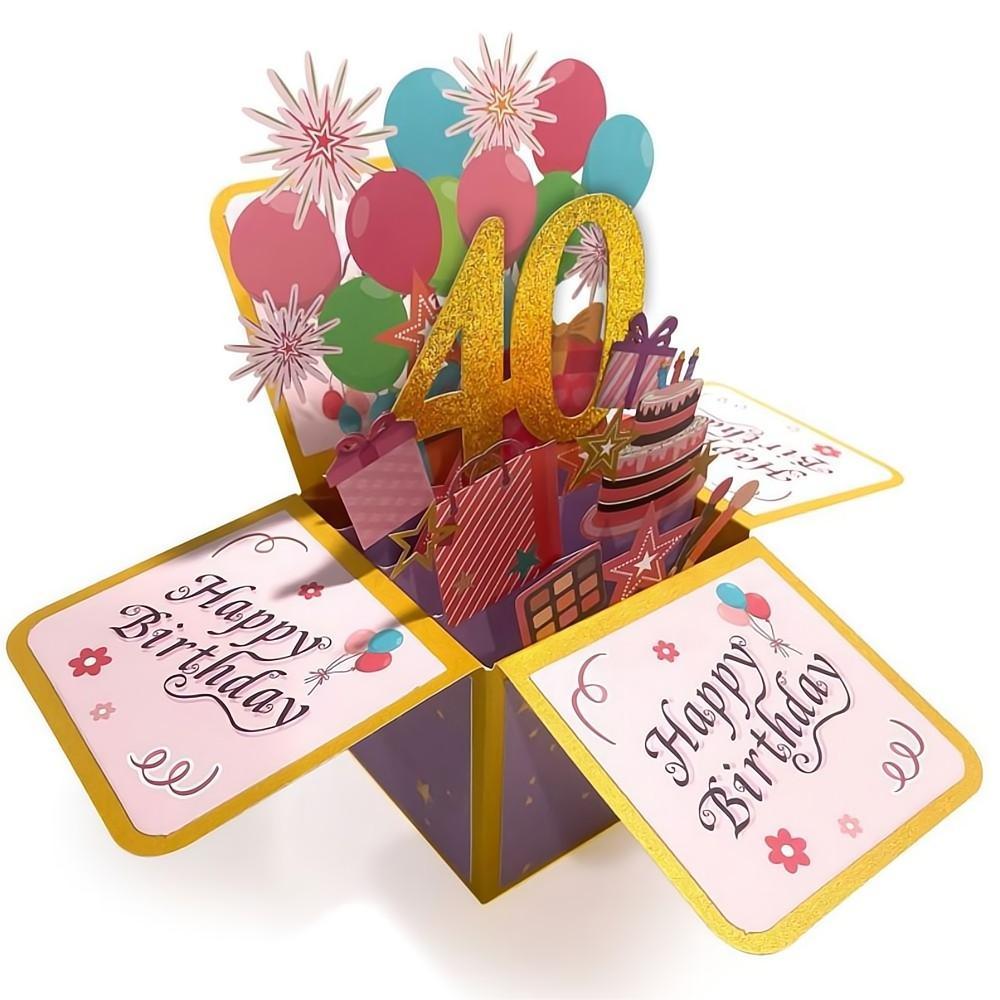 Birthday Pop Up Box Card 40th Birthday 3D Pop Up Greeting Card - soufeelmy