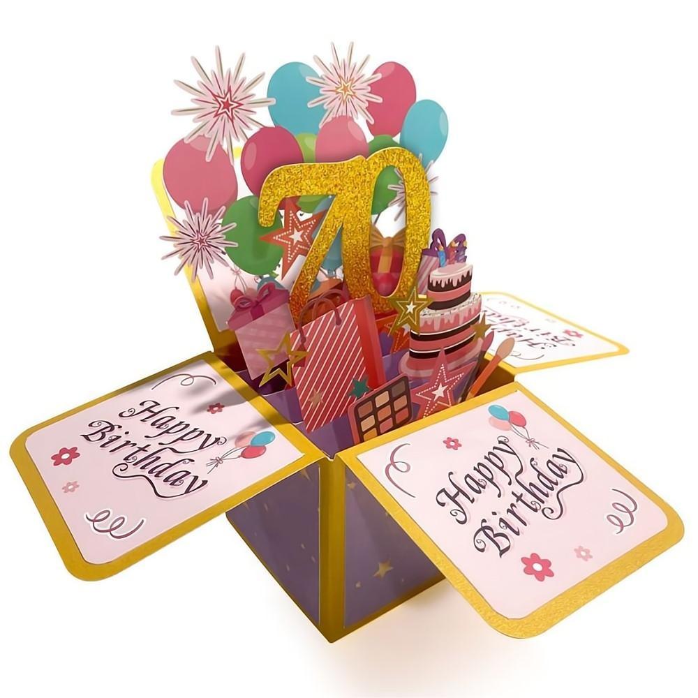 Birthday Pop Up Box Card 70th Birthday 3D Pop Up Greeting Card - soufeelmy