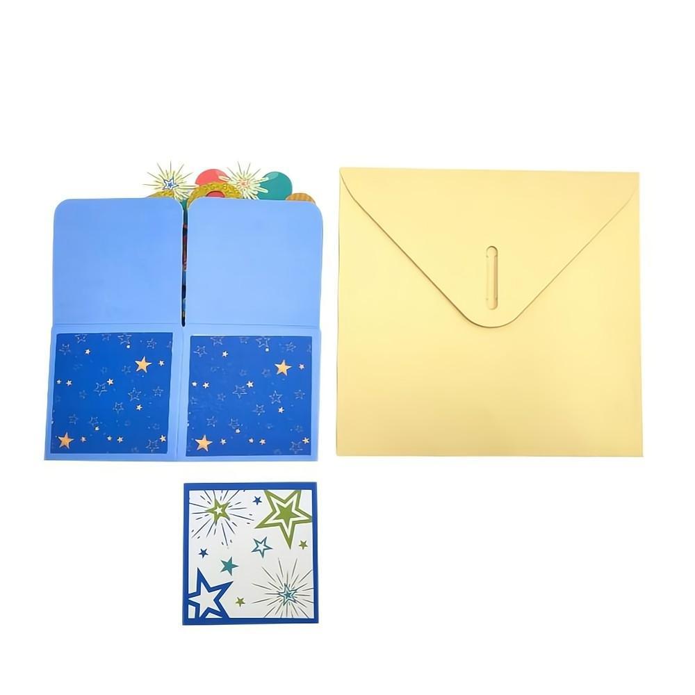 Blue Birthday Pop Up Box Card 80th Birthday 3D Pop Up Greeting Card - soufeelmy