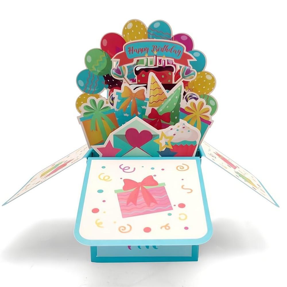 Birthday Pop Up Box Card Birthday Balloons 3D Pop Up Greeting Card - soufeelmy