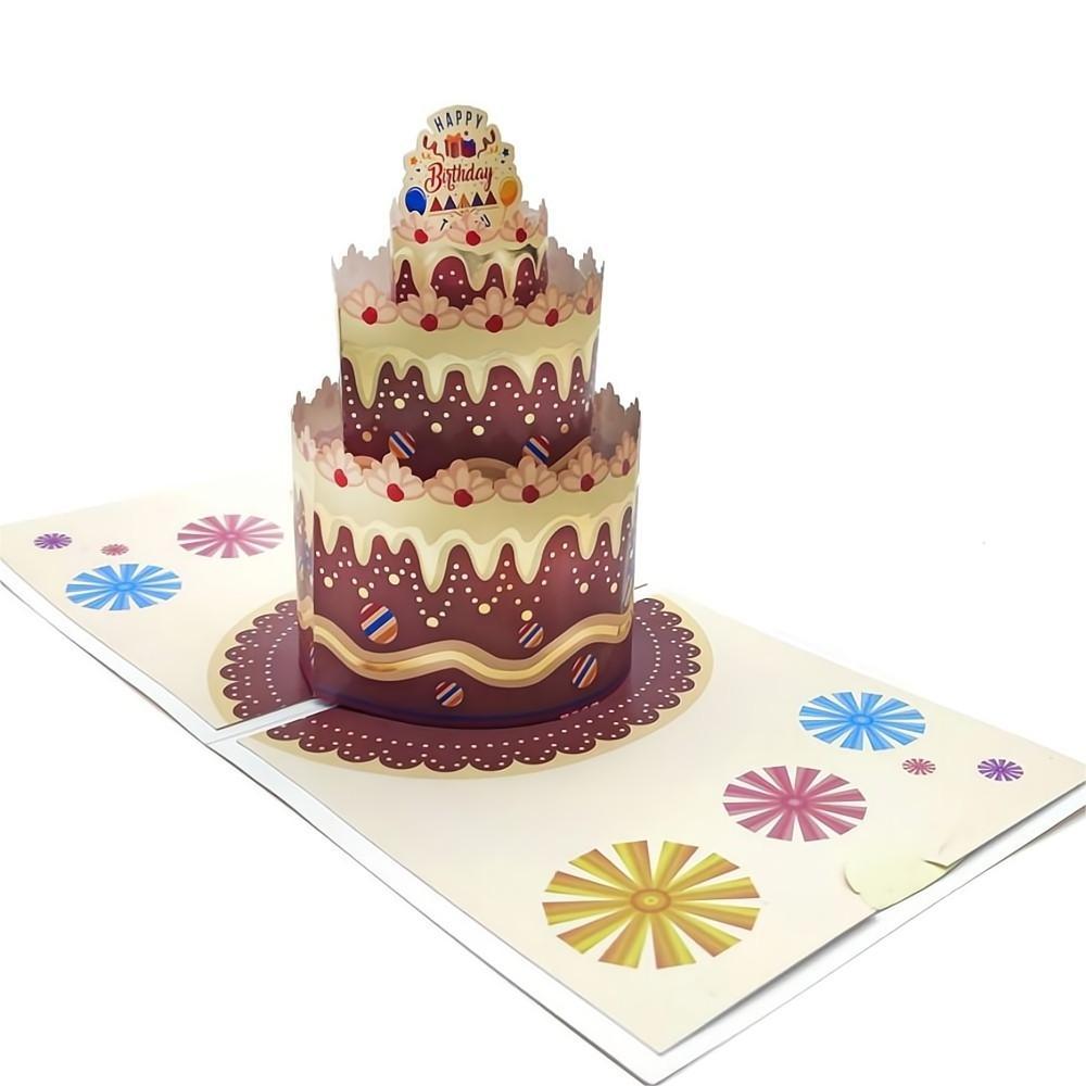 Birthday Pop Up Card Chocolate Cake 3D Pop Up Greeting Card - soufeelmy