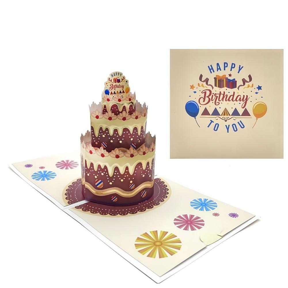 Birthday Pop Up Card Chocolate Cake 3D Pop Up Greeting Card - soufeelmy