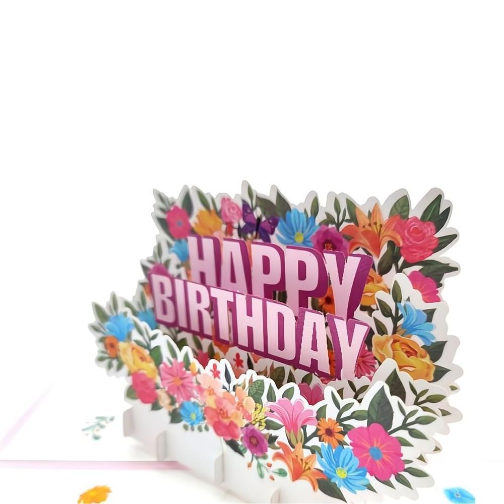 Happy Birthday Pop Up Card Flowers 3D Pop Up Greeting Card - soufeelmy