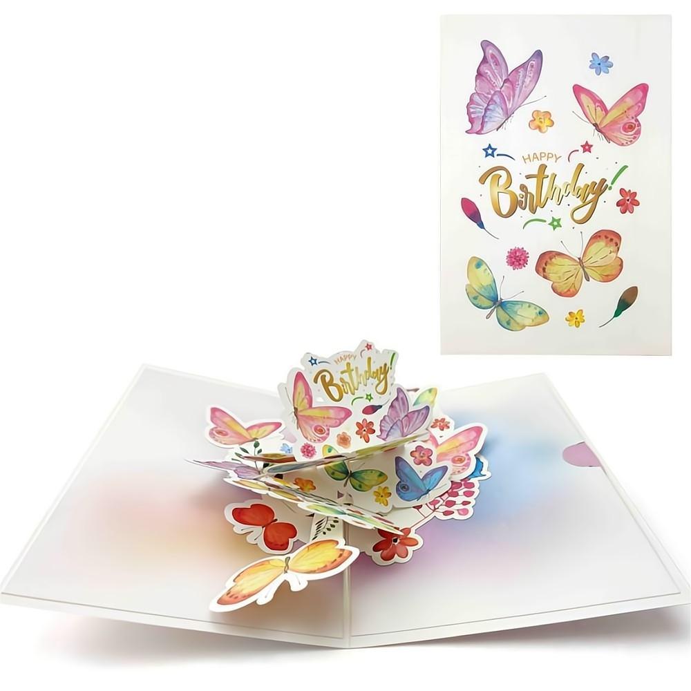 Happy Birthday Pop Up Card Butterfly 3D Pop Up Greeting Card - soufeelmy