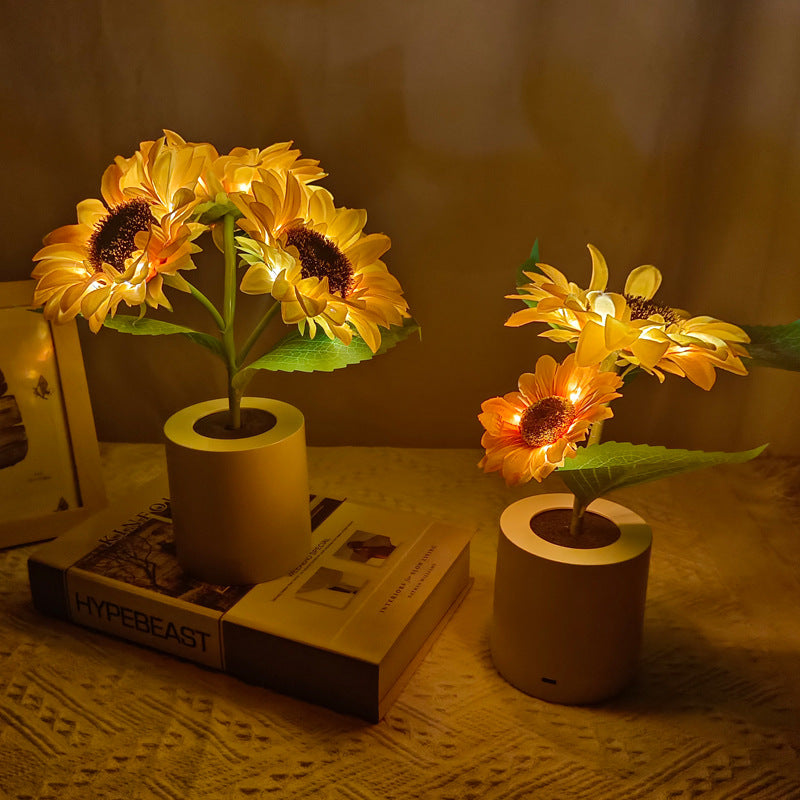 Sunflower Lamp Cute Flowers Night Light Table Room Home Decor Gifts for Mother's day - soufeelmy