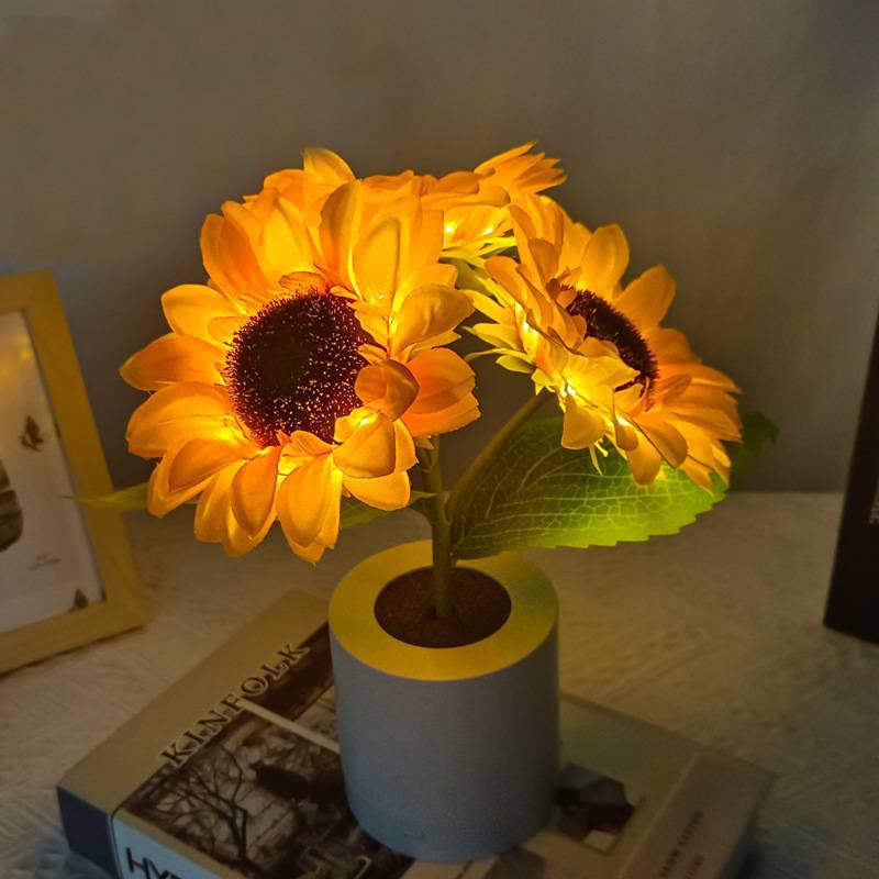 Sunflower Lamp Cute Flowers Night Light Table Room Home Decor Gifts for Mother's day - soufeelmy