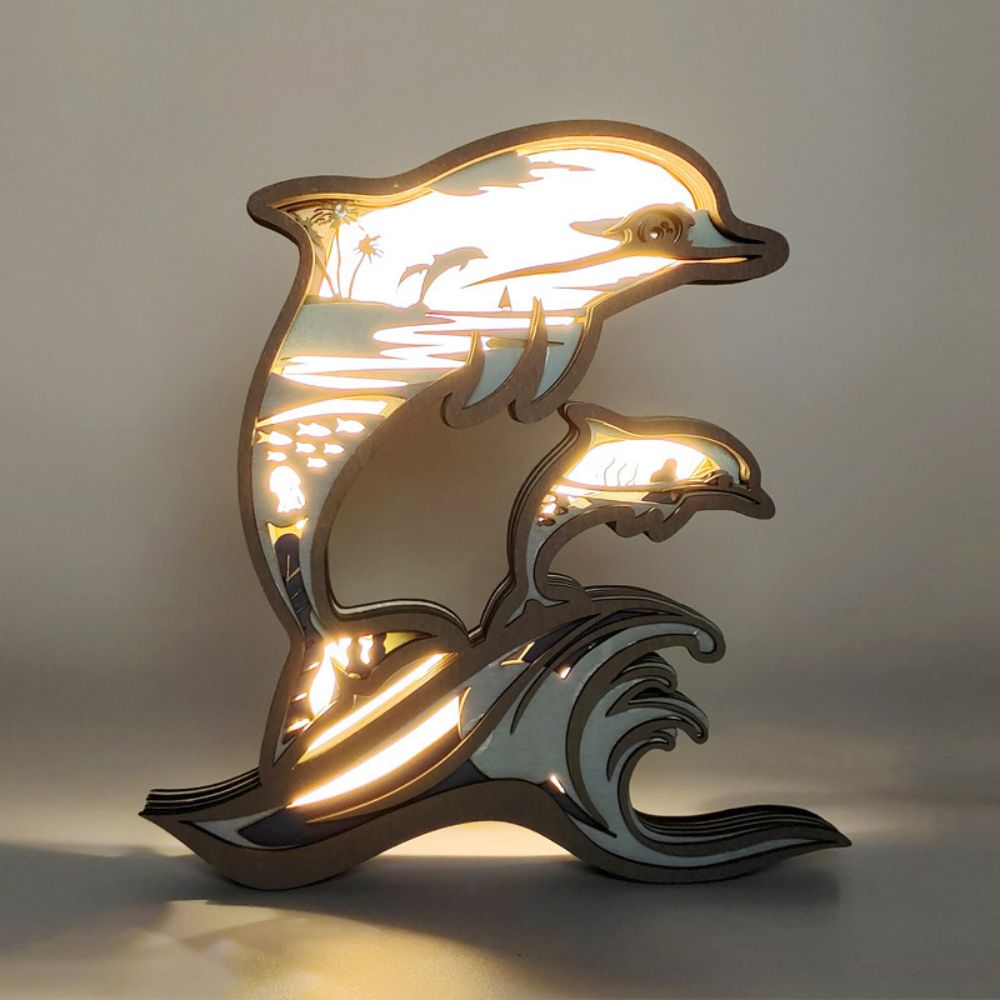 3D Wooden Animal Light Wooden Carved Cute Animal Lamp for Home Decor - soufeelmy