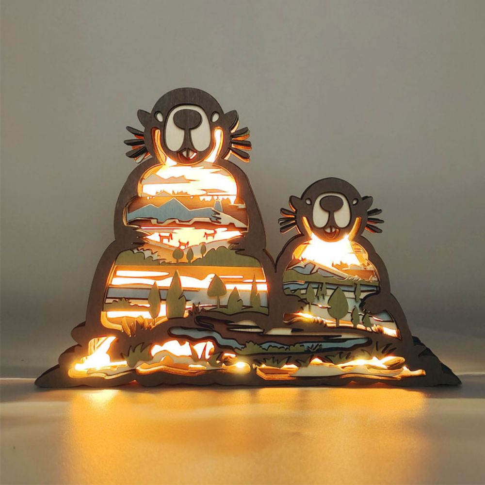 3D Wooden Animal Light Wooden Carved Cute Animal Lamp for Home Decor - soufeelmy