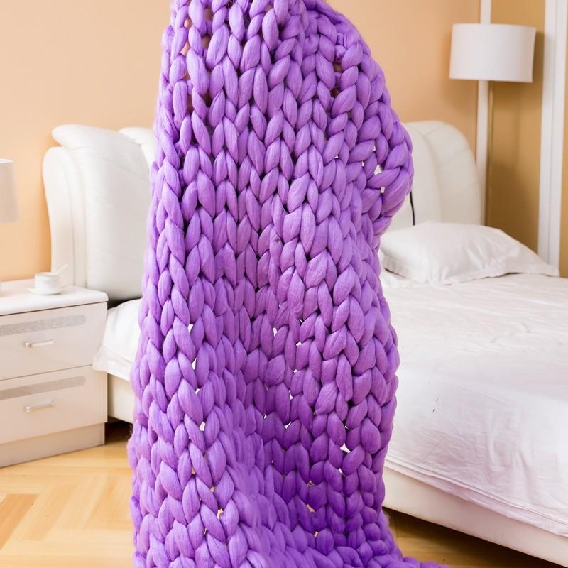 Knitted Blanket Knit Crochet Vegan Cozy Knotted Bedding Blankets