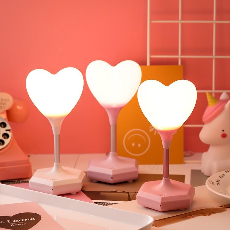 Creative Bedroom Heart-Shaped Lamp Touch Three Modes Charging Night Light