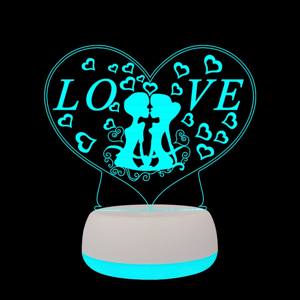 3D Love Heart Lamp Night Light Desk Decor Valentine's Day Gift for Lover