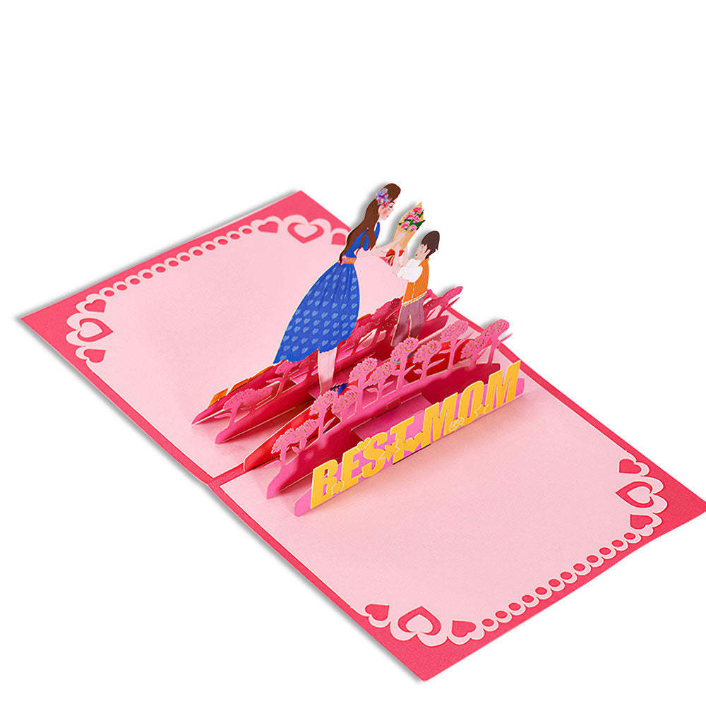 Mother's Day Card Best Mom 3D Pop Up Greeting Card for Her -