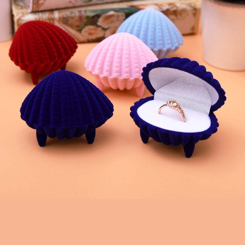 Ring Earrings Box Shell Shaped Cute Cartoon Ring Jewelry Box Gift for Her -