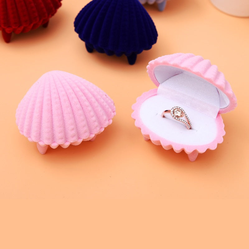 Ring Earrings Box Shell Shaped Cute Cartoon Ring Jewelry Box Gift for Her - 