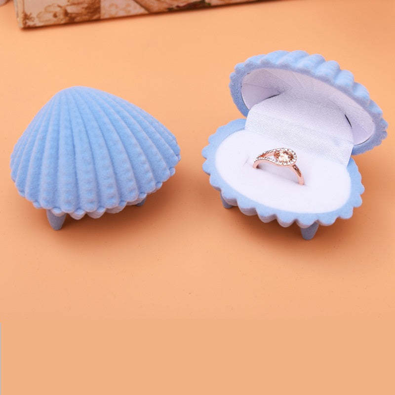 Ring Earrings Box Shell Shaped Cute Cartoon Ring Jewelry Box Gift for Her -