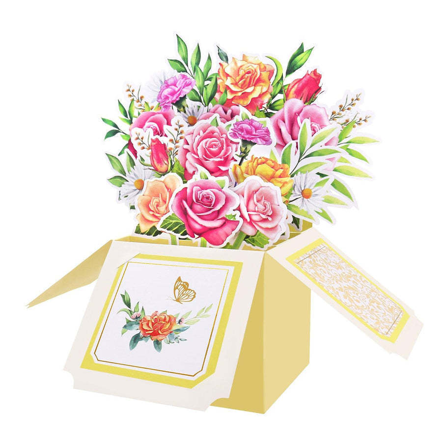 Colorful Floral Box Pop up Card for Valentine's Day - 