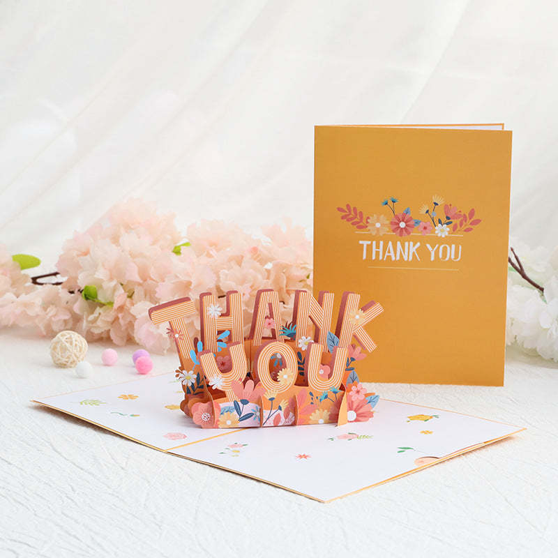 Mother's Day Greeting Card 3D Paper Carving Flowers Thank You Card for Her - 