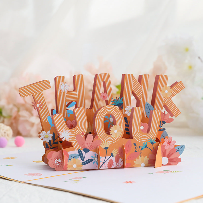 Mother's Day Greeting Card 3D Paper Carving Flowers Thank You Card for Her