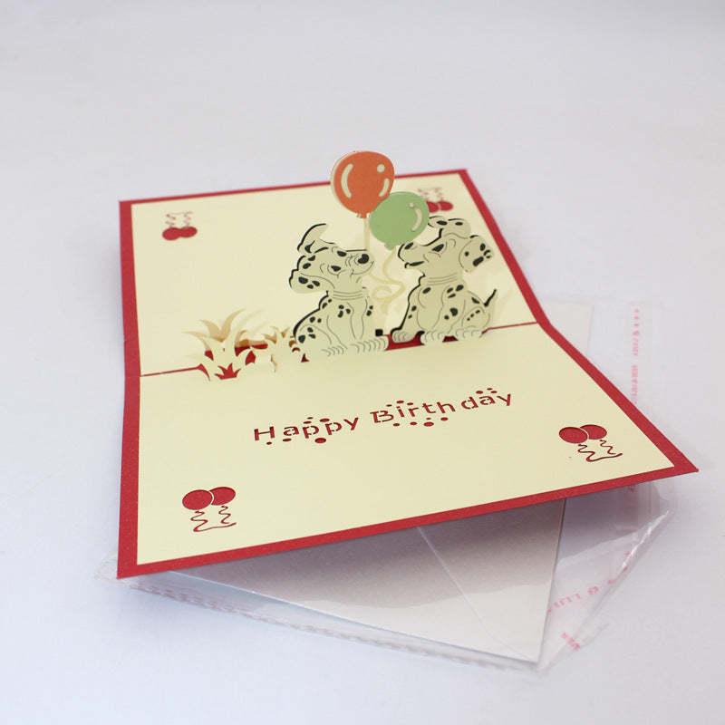 Cute Dalmatians Birthday Greeting Card 3D Pop-up Greeting Card -