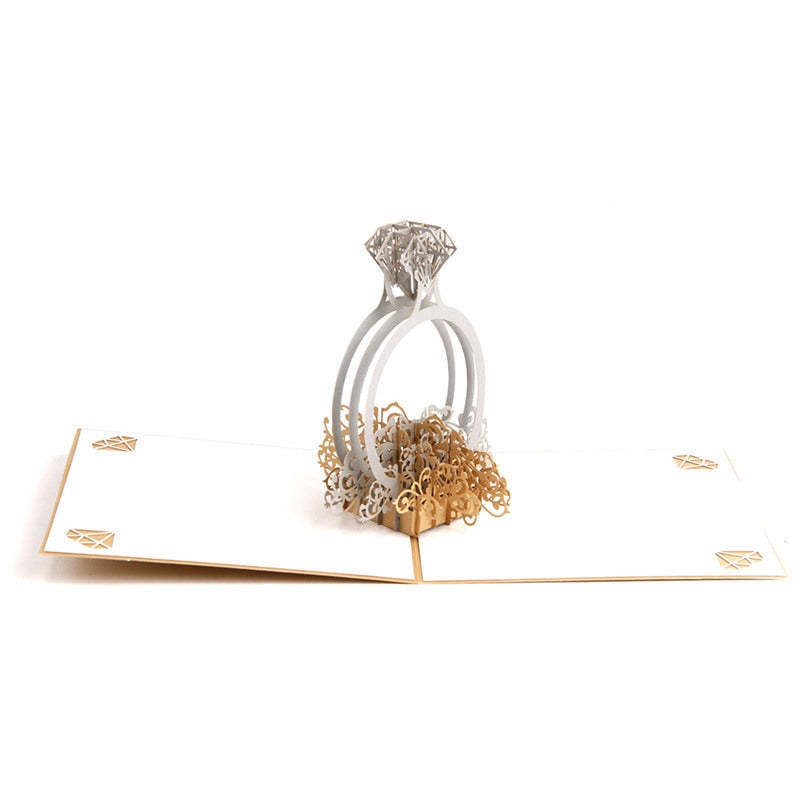 Creative Diamond Ring Wedding Greeting Card 3D Pop-up Greeting Card -