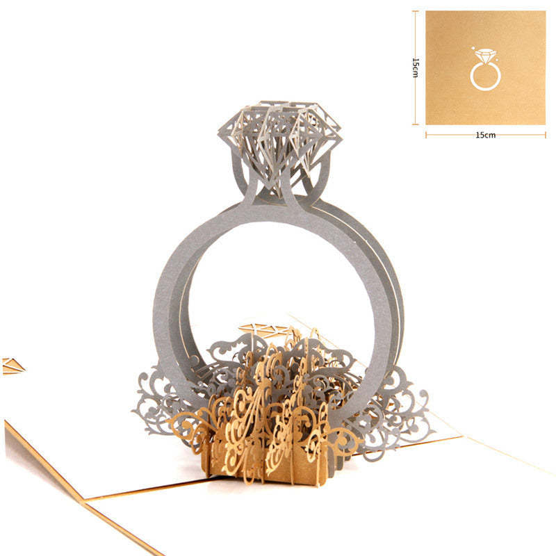 Creative Diamond Ring Wedding Greeting Card 3D Pop-up Greeting Card - 