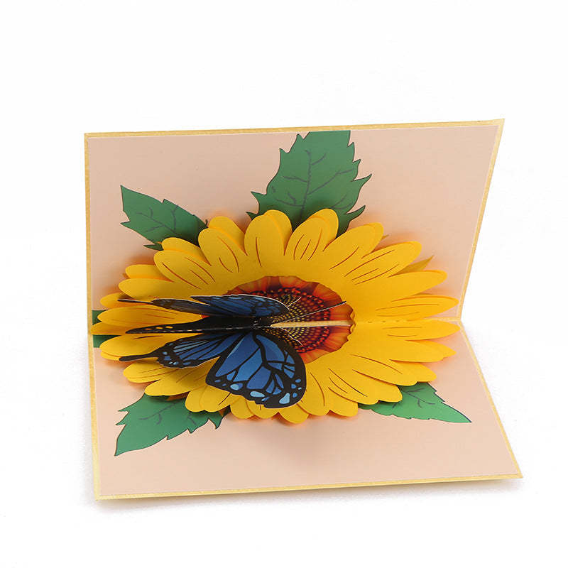 Mother's Day 3D Paper Carved Sunflower Greeting Card - 