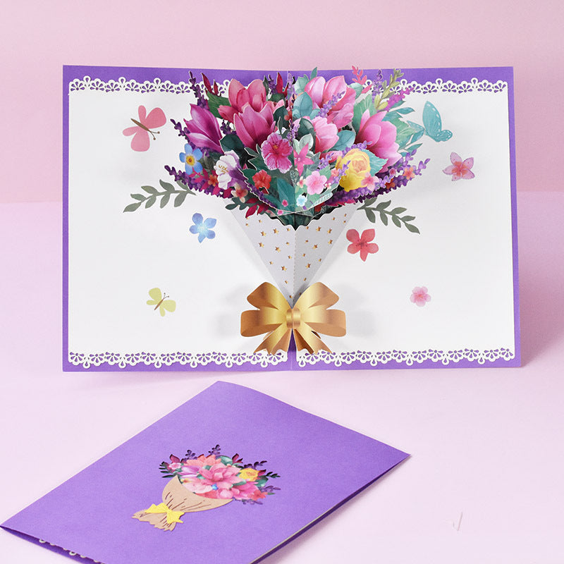 Mother's Day Greeting Card Creative Three-dimensional Magnolia Bouquet Gifts