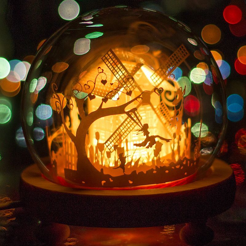 DIY Paper Carving Lamp 3D Romantic Light and Shadow Lamp Desktop Decoration Gifts - soufeelmy