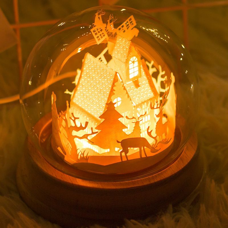 DIY Paper Carving Lamp 3D Romantic Light and Shadow Lamp Desktop Decoration Gifts - soufeelmy