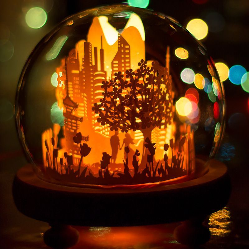 DIY Paper Carving Lamp 3D Romantic Light and Shadow Lamp Desktop Decoration Gifts - soufeelmy