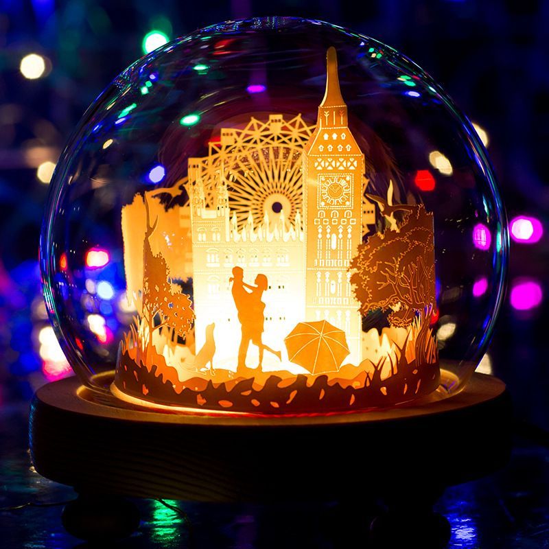 DIY Paper Carving Lamp 3D Romantic Light and Shadow Lamp Desktop Decoration Gifts - soufeelmy