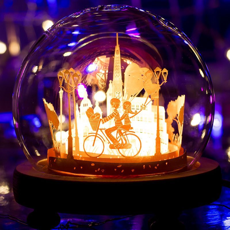 DIY Paper Carving Lamp 3D Romantic Light and Shadow Lamp Desktop Decoration Gifts - soufeelmy