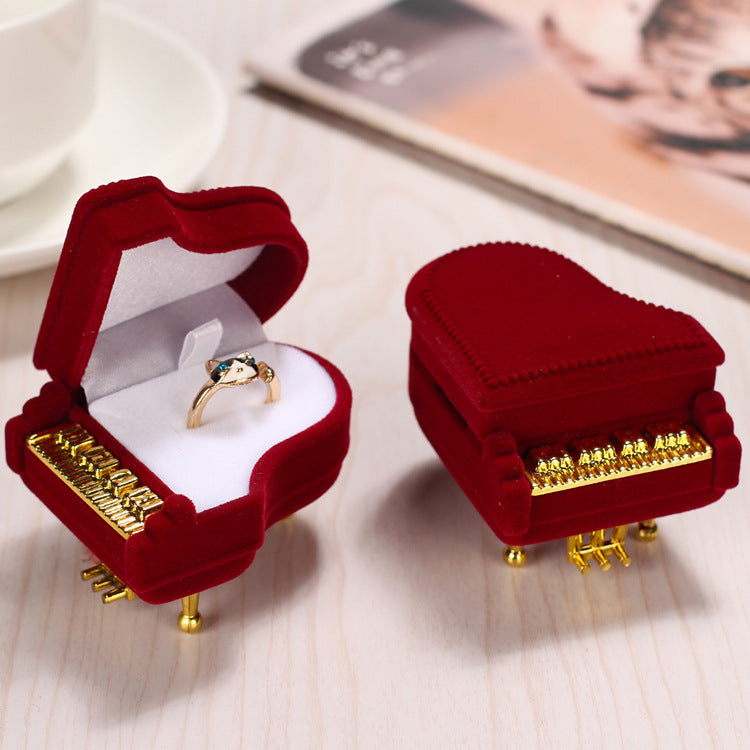 Piano Shaped Ring Box Flocking Jewelry Packaging Box - soufeelmy