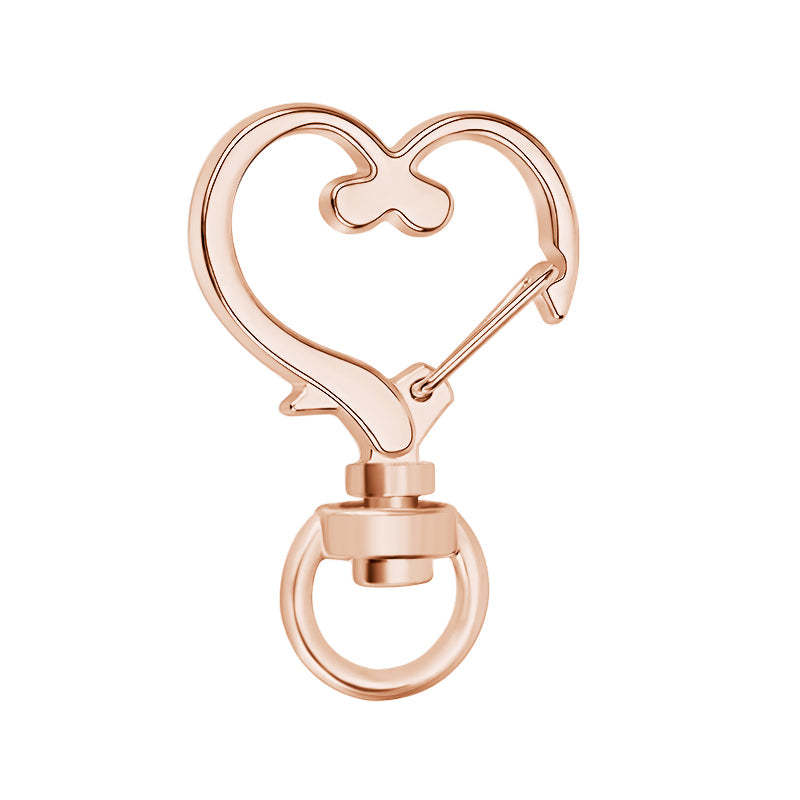 Heart-Shaped Swivel Snap Hook Keychain Metal Spring Snap Key Ring Rose Gold - 