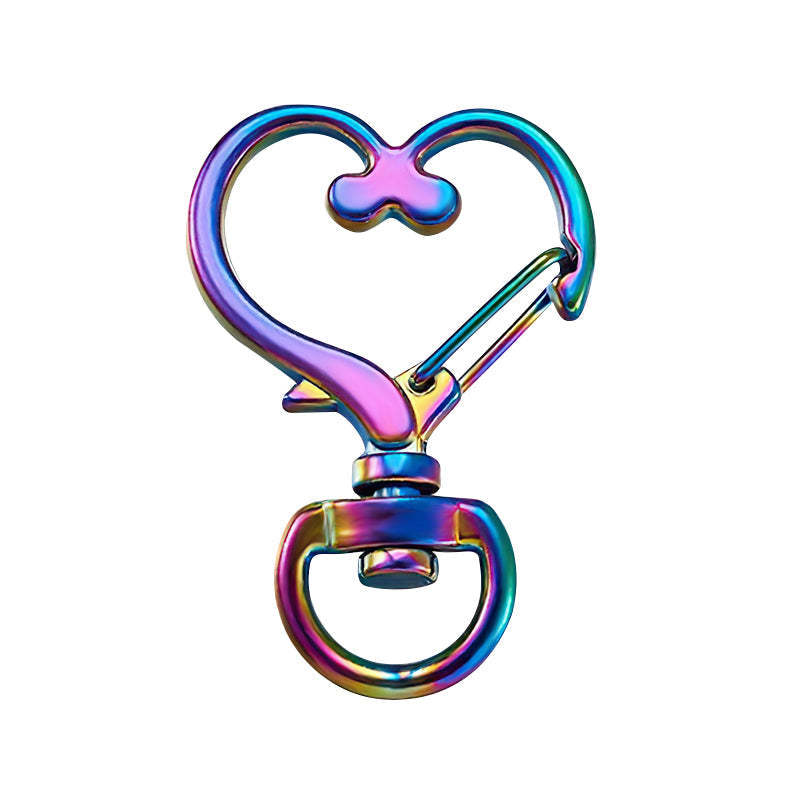 Heart-Shaped Swivel Snap Hook Keychain Metal Spring Snap Key Ring Multicolor - 