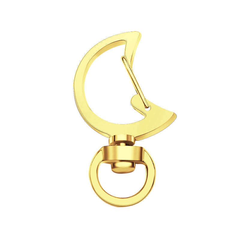 Moon-Shaped Swivel Snap Hook Keychain Metal Spring Snap Key Ring Gold - 