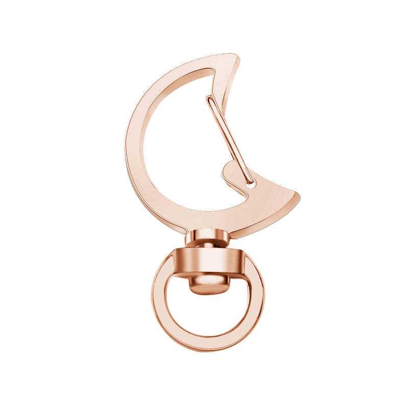 Moon-Shaped Swivel Snap Hook Keychain Metal Spring Snap Key Ring Rose Gold - 