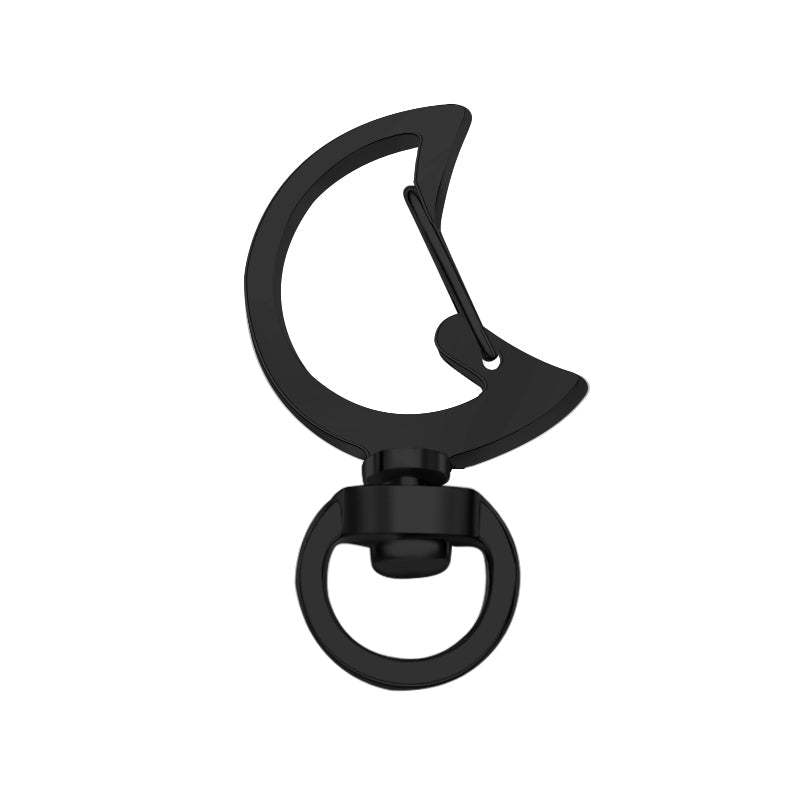 Moon-Shaped Swivel Snap Hook Keychain Metal Spring Snap Key Ring Black - 