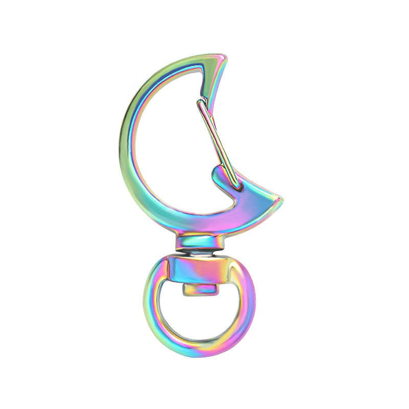 Moon-Shaped Swivel Snap Hook Keychain Metal Spring Snap Key Ring Multicolor - 