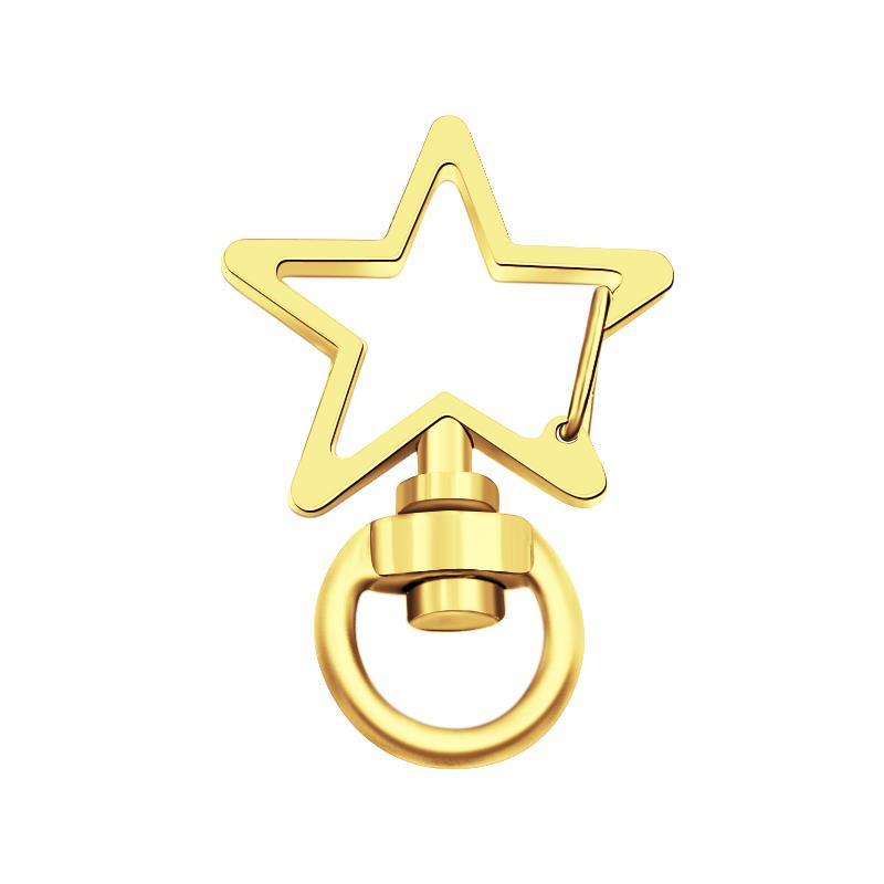 Star-Shaped Swivel Snap Hook Keychain Metal Spring Snap Key Ring Gold - 