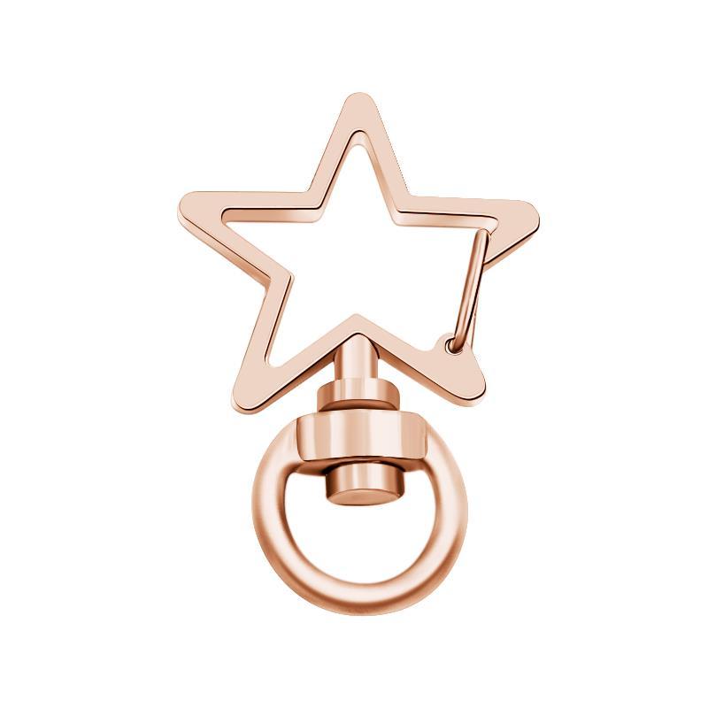 Star-Shaped Swivel Snap Hook Keychain Metal Spring Snap Key Ring Rose Gold - 
