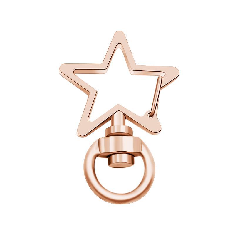 Star-Shaped Swivel Snap Hook Keychain Metal Spring Snap Key Ring Rose Gold -