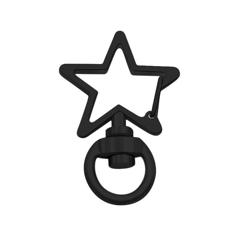 Star-Shaped Swivel Snap Hook Keychain Metal Spring Snap Key Ring Black -