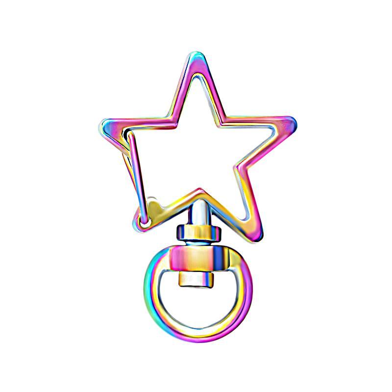 Star-Shaped Swivel Snap Hook Keychain Metal Spring Snap Key Ring Multicolor - 